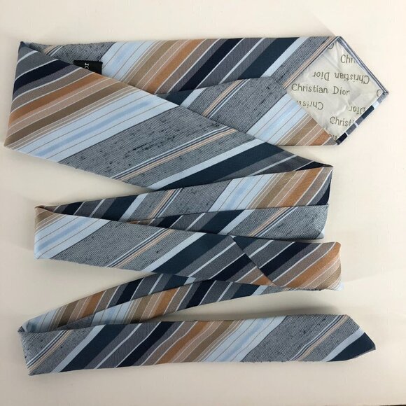 2 Christian Dior Monsieur‎ Vintage Diagonal Stripe Ties - Picture 7 of 15